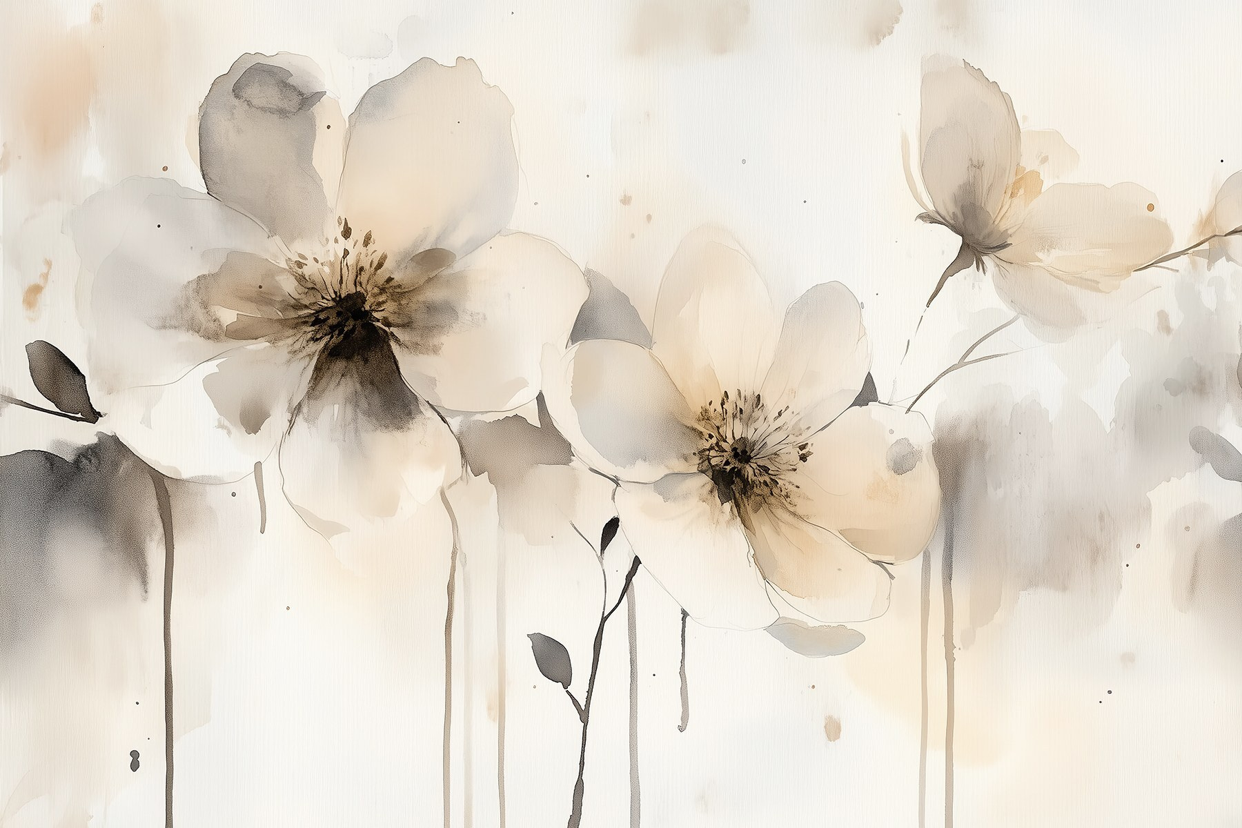 Painting of flowers on a white surface