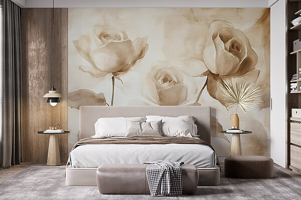 Painting of roses with leaves Painting of roses with leaves