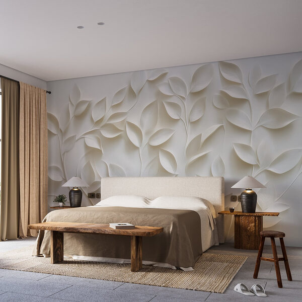 Bílý papírový výřez listů w02504pib13ms 600x600 - Bílý papírový výřez listů