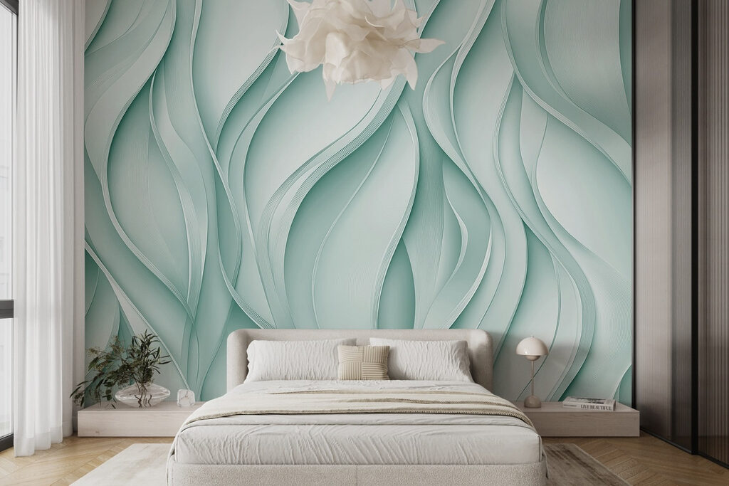White and green wavy lines White and green wavy lines