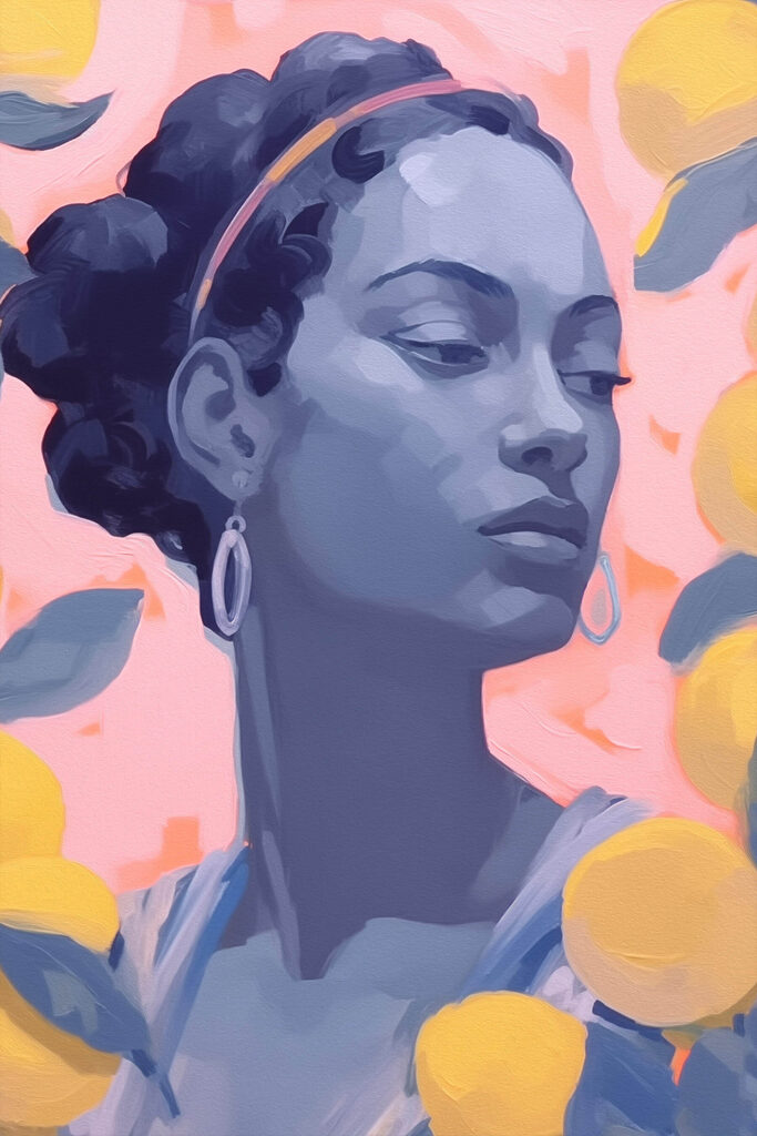 Woman with earrings and a headband Woman with earrings and a headband