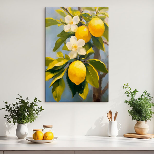 Malba citronů a květin na stromě Malba citronů a květin na stromě