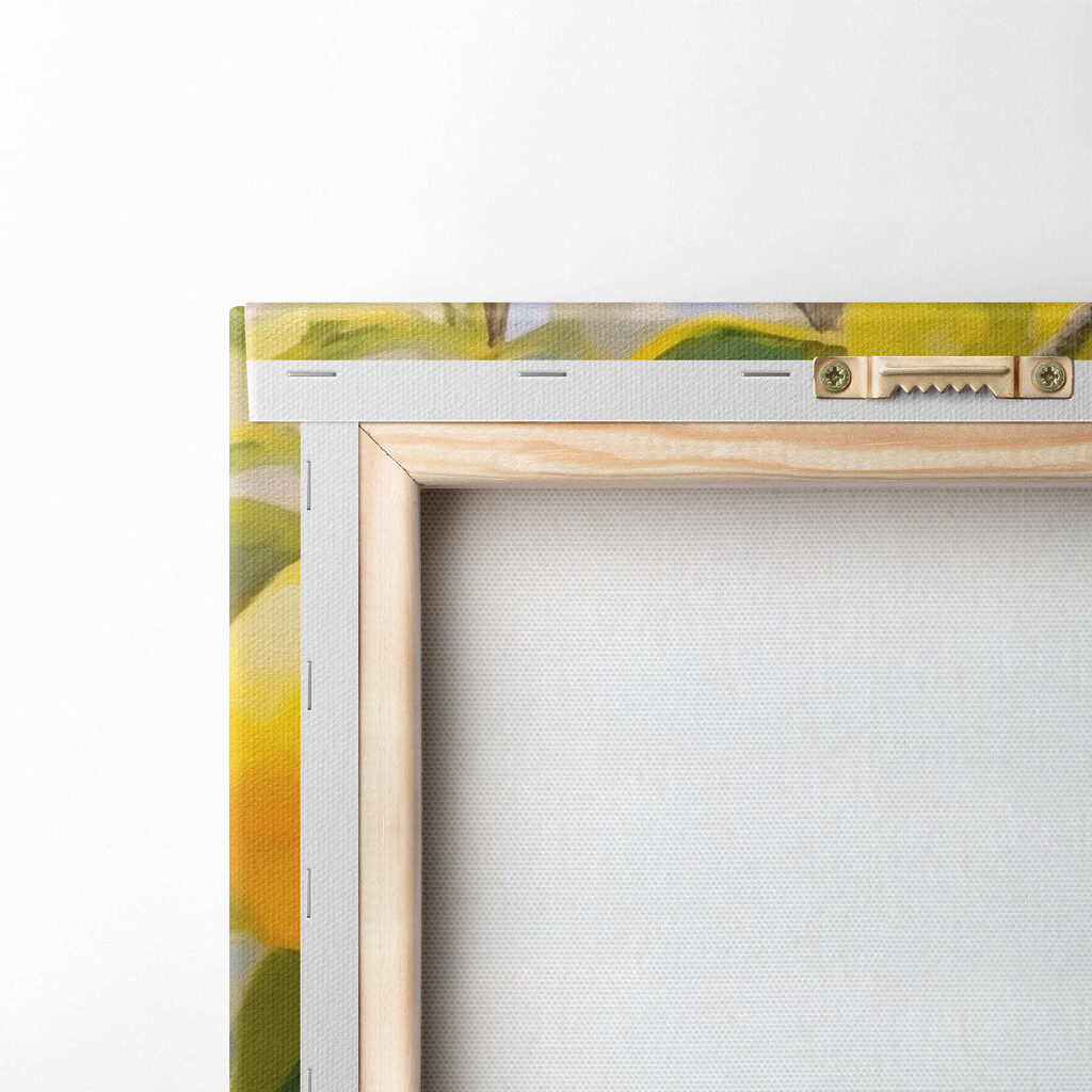 Painting of lemons and flowers on a tree