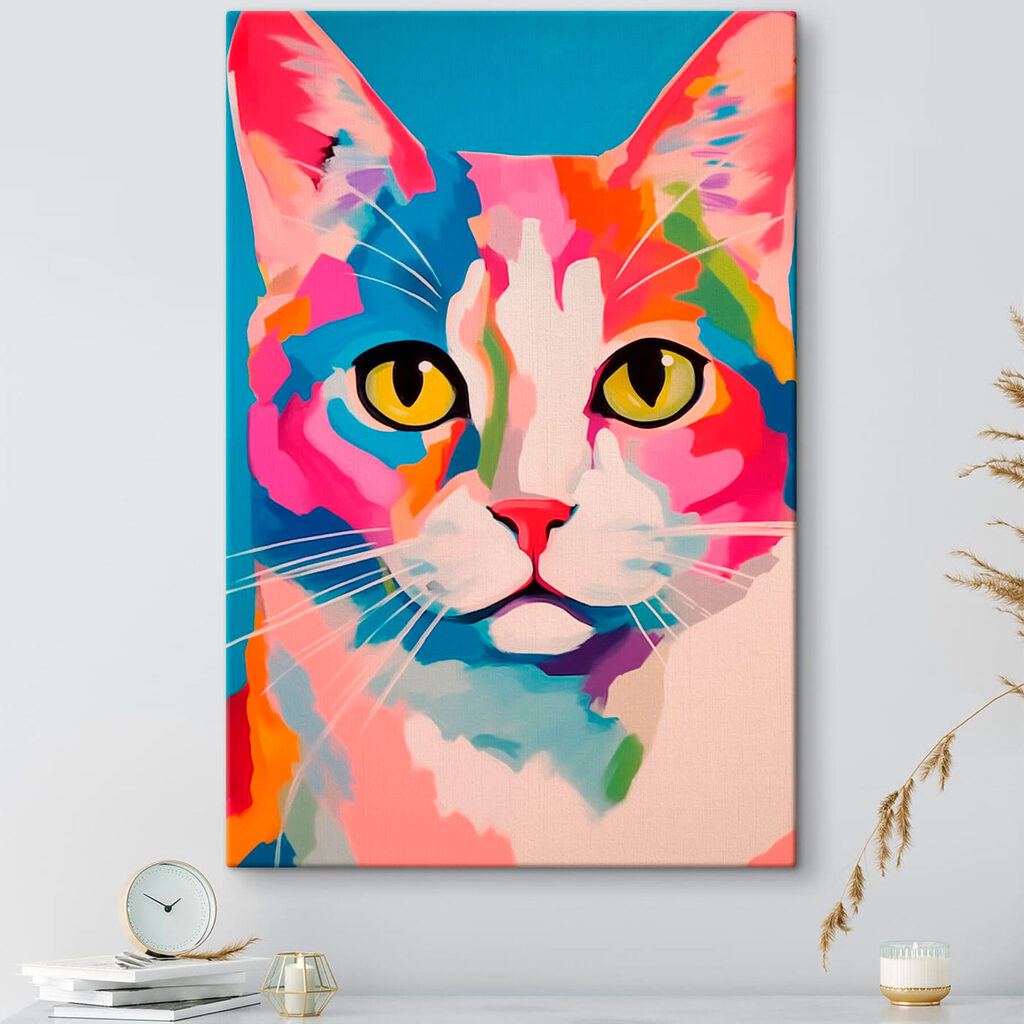Colorful cat painting
