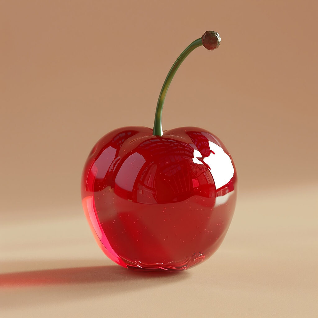 Red cherry with a stem