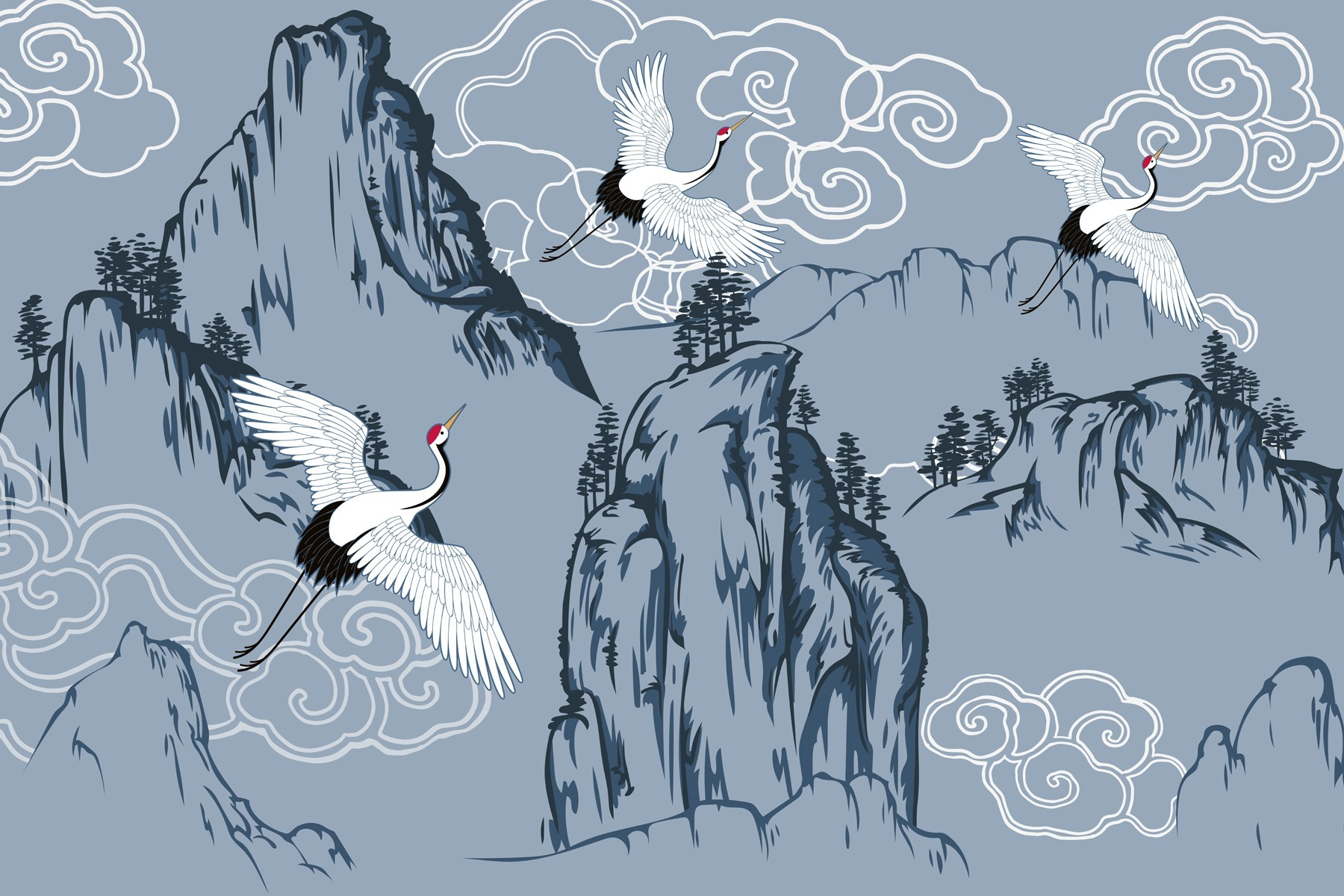 Wallpaper with birds flying over mountains Wallpaper with birds flying over mountains