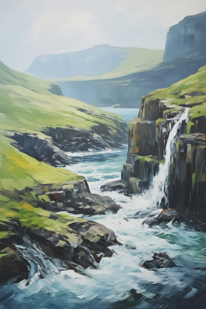 Waterfall in a valley Waterfall in a valley