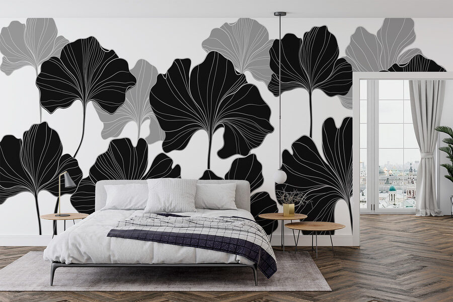 Černobílý květinový design