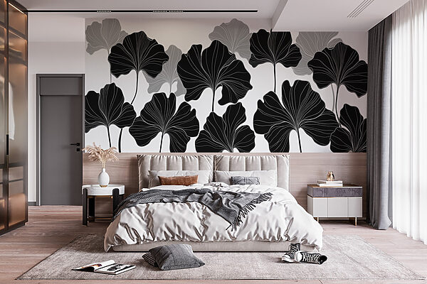 Černobílý květinový design Černobílý květinový design