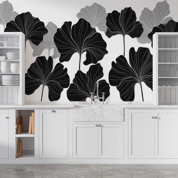 Černobílý květinový design Černobílý květinový design