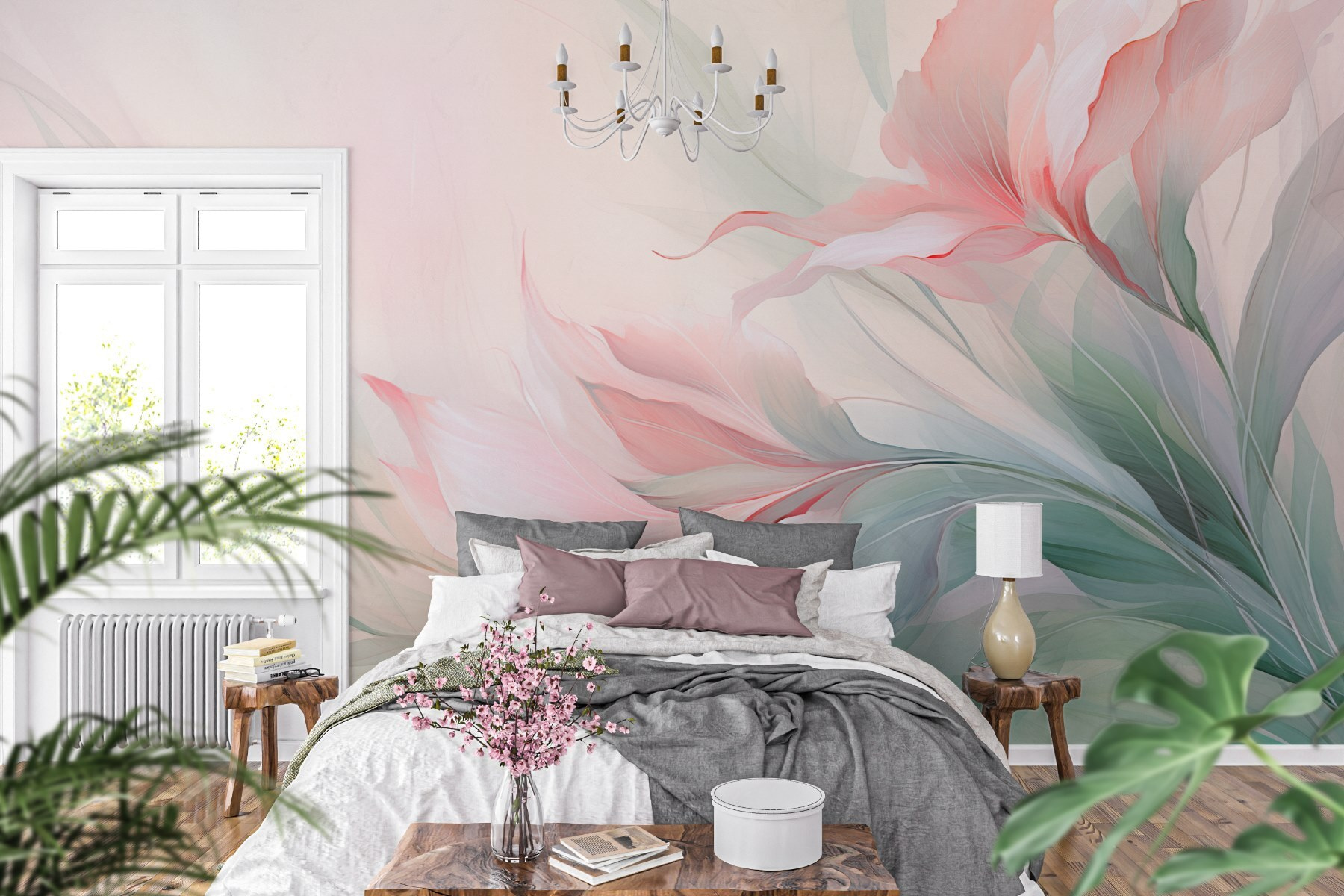 Painting of flowers and leaves Painting of flowers and leaves