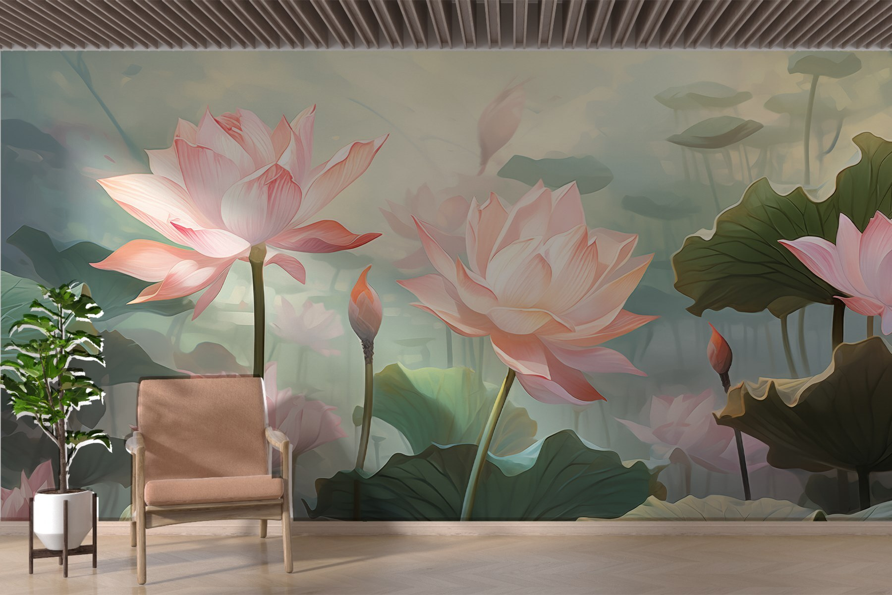 Group of pink flowers with green leaves