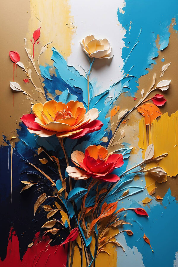 Painting of flowers and leaves
