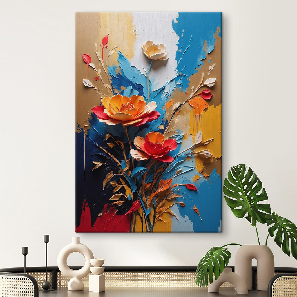 Painting of flowers and leaves