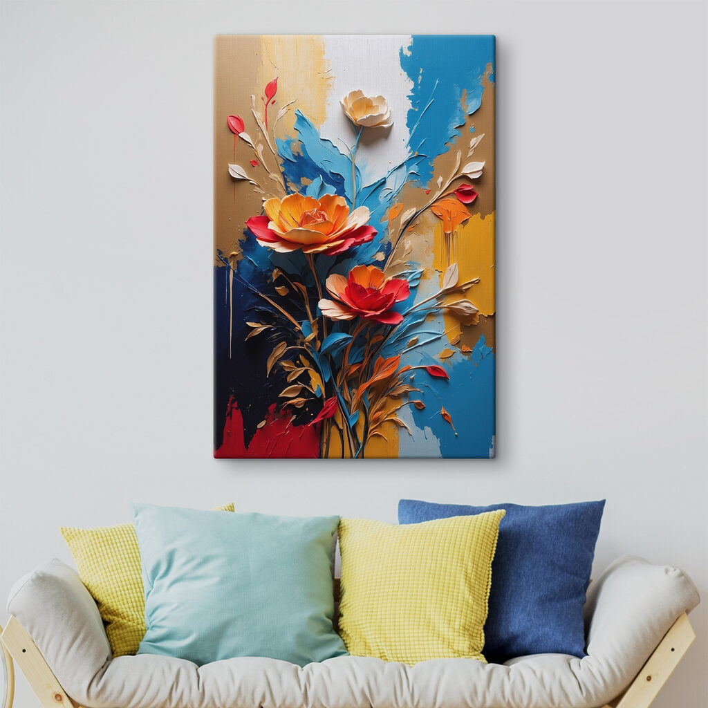 Painting of flowers and leaves