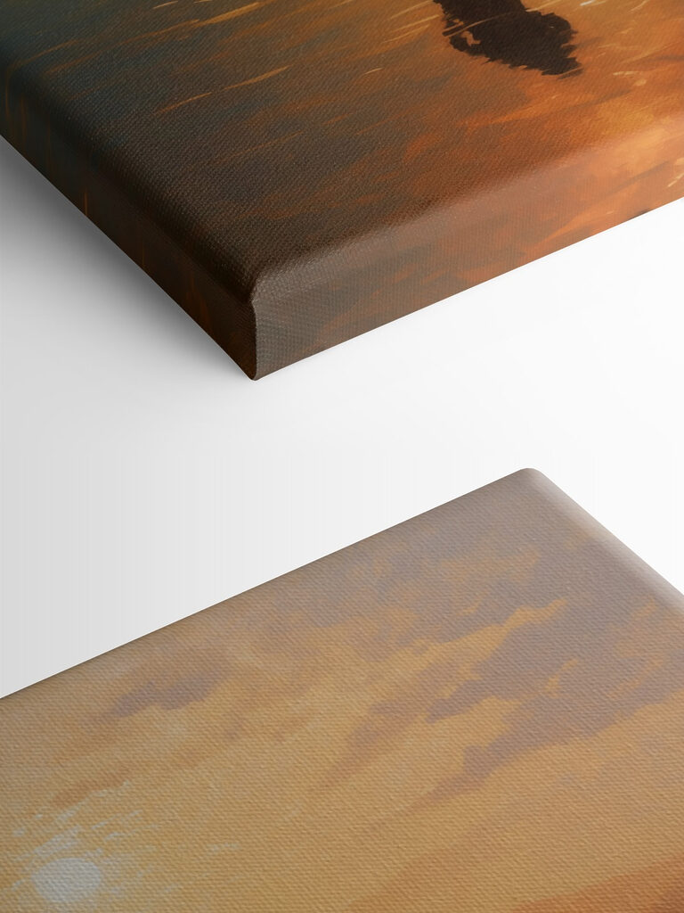 Man standing in a boat on a lake Man standing in a boat on a lake