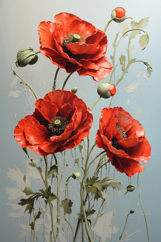 Vibrant red poppies in bloom