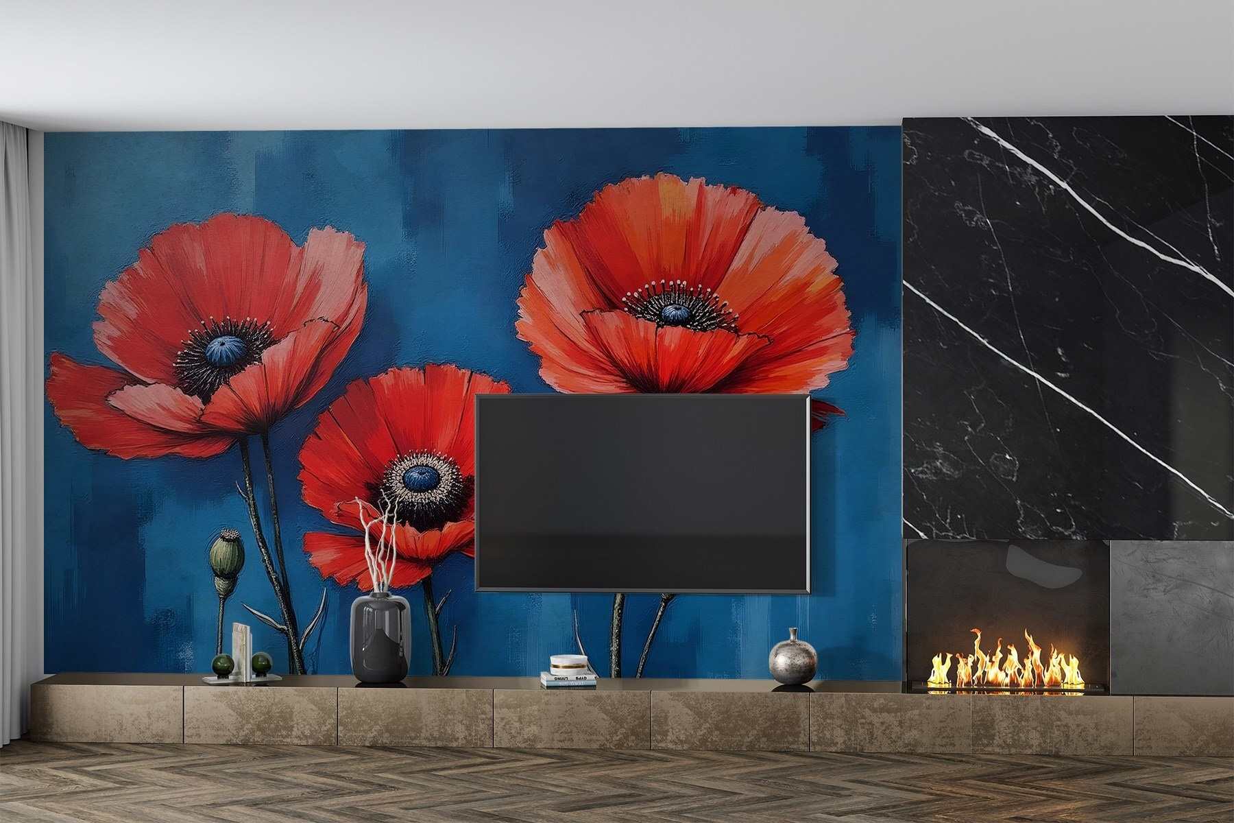 Painting of red flowers Painting of red flowers