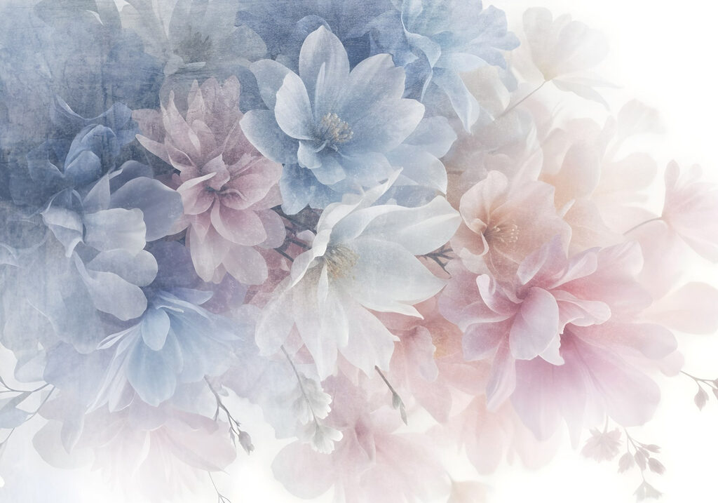 Bunch of flowers on a white surface