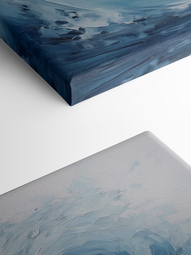 White and blue swirly waves