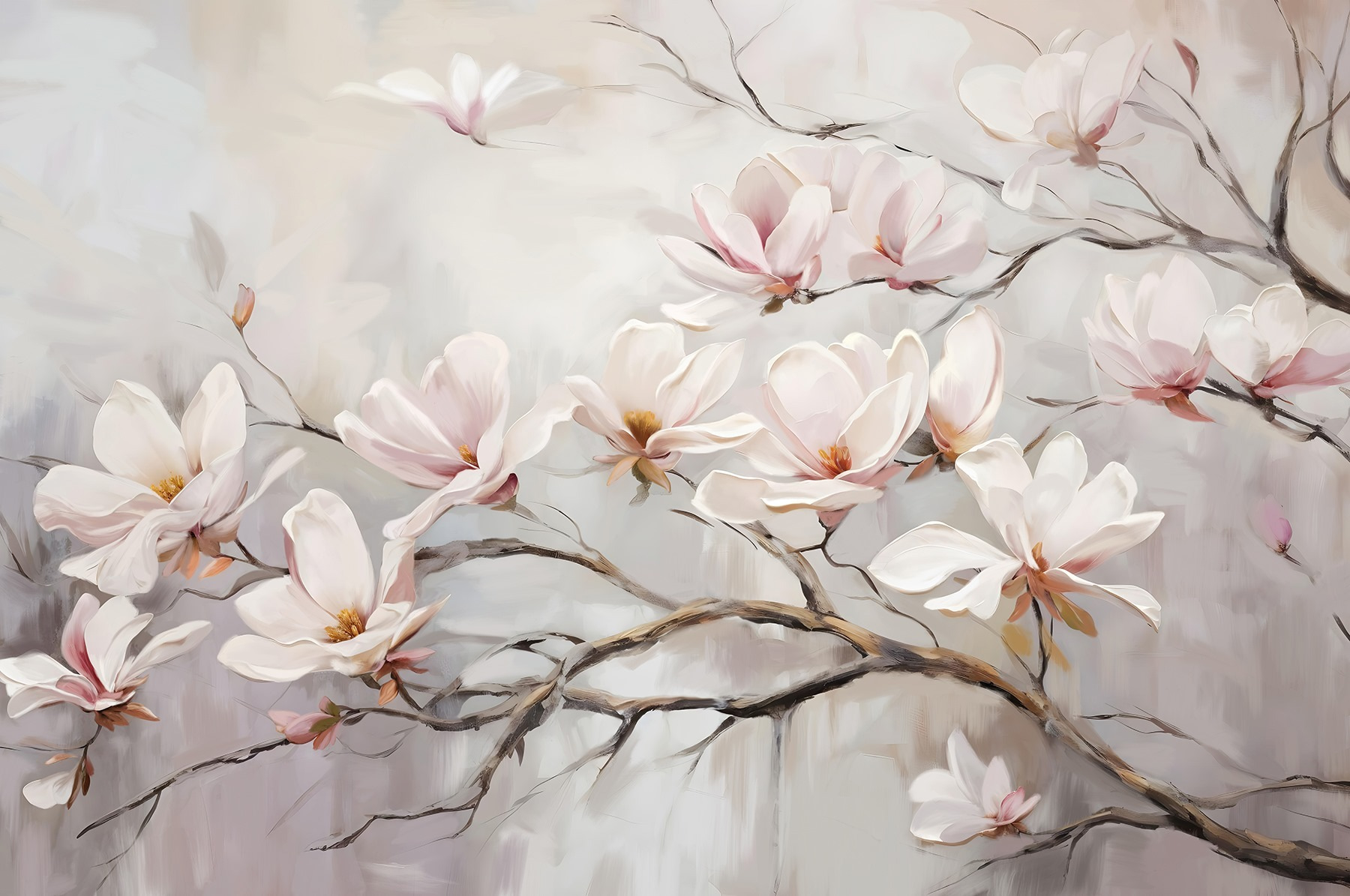 Painting of flowers on a branch