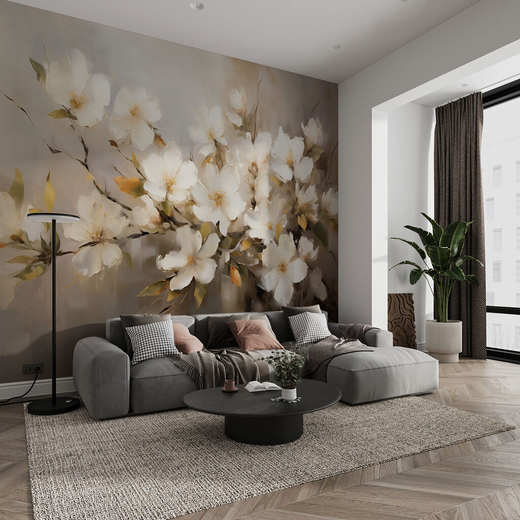 Painting of white flowers