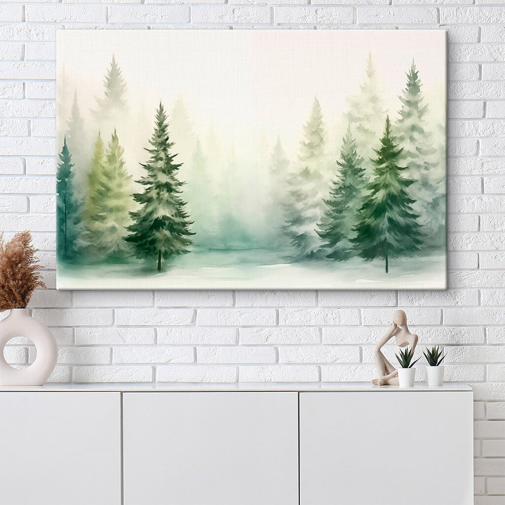 Watercolor of trees in a forest