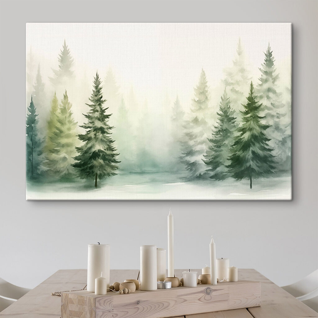 Watercolor of trees in a forest