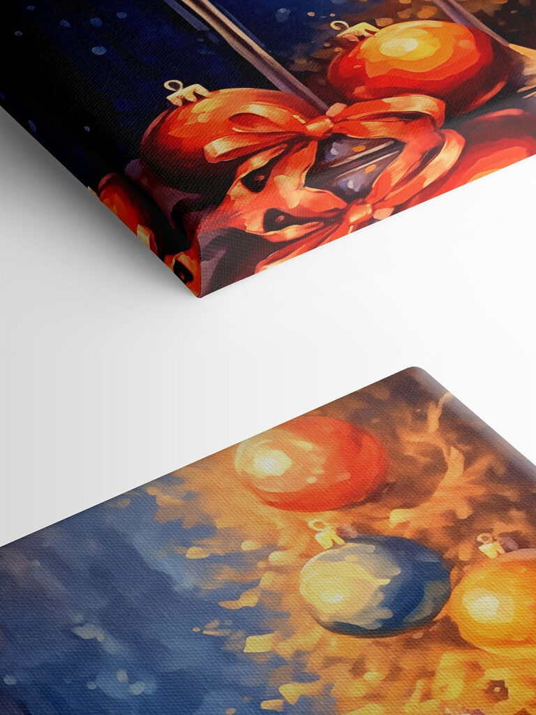 Painting of two champagne glasses next to a christmas tree Painting of two champagne glasses next to a christmas tree