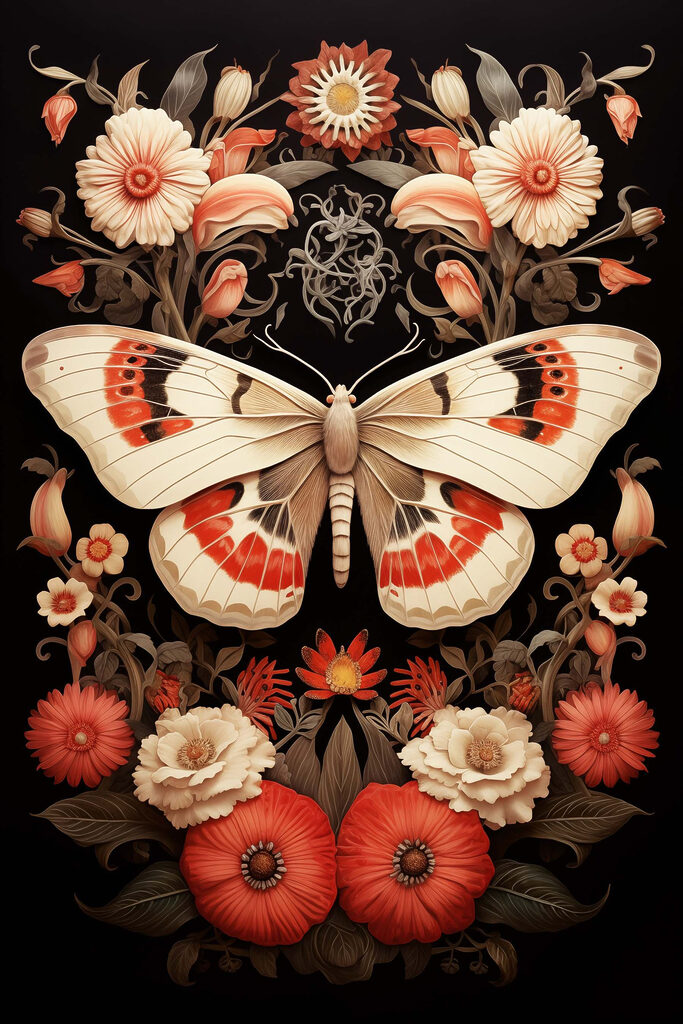 Butterfly and flowers on a black background Butterfly and flowers on a black background