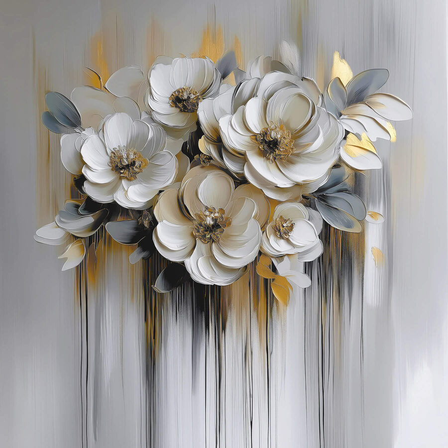 Painting of flowers on a white background Painting of flowers on a white background