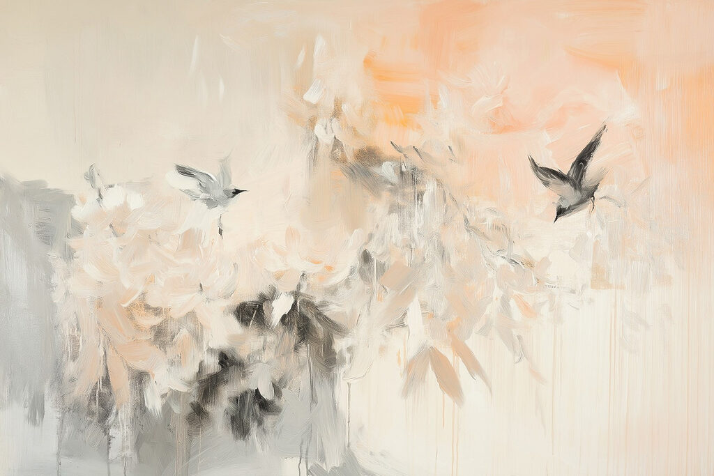 Painting of birds flying in the sky