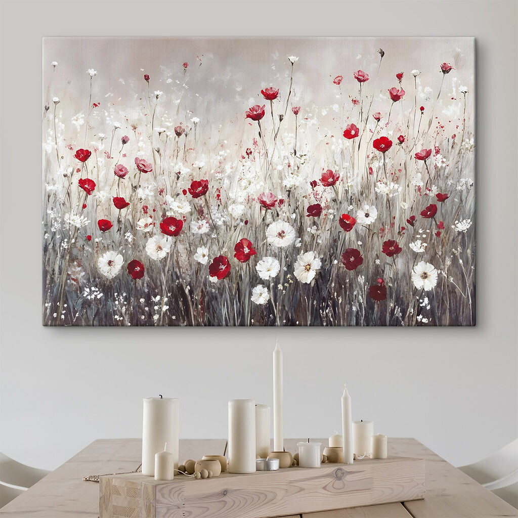 Painting of red and white flowers