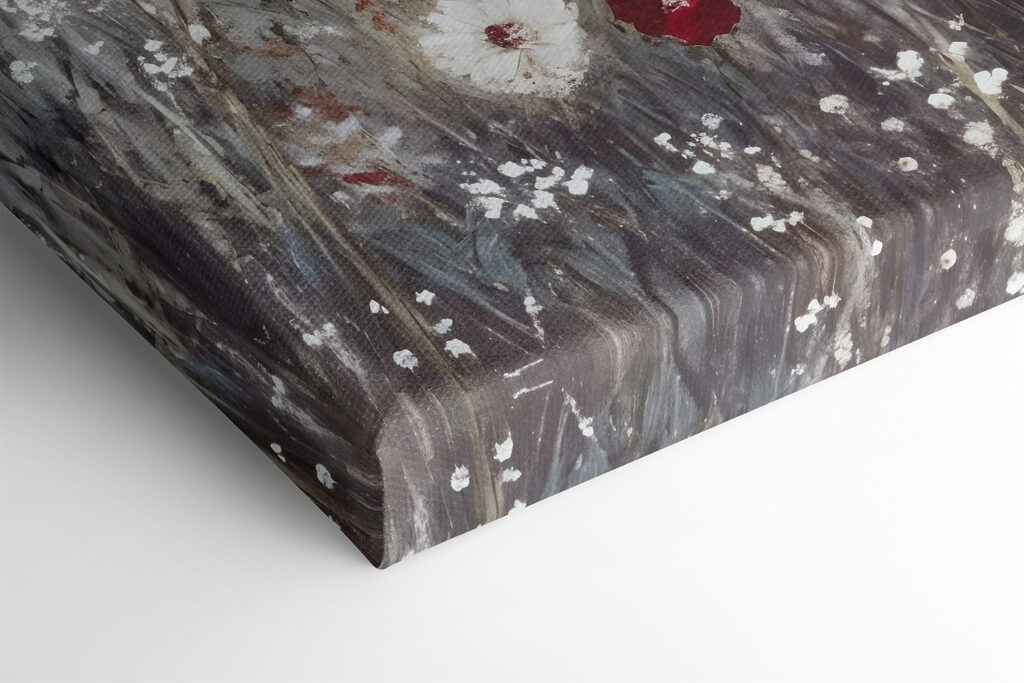 Painting of red and white flowers