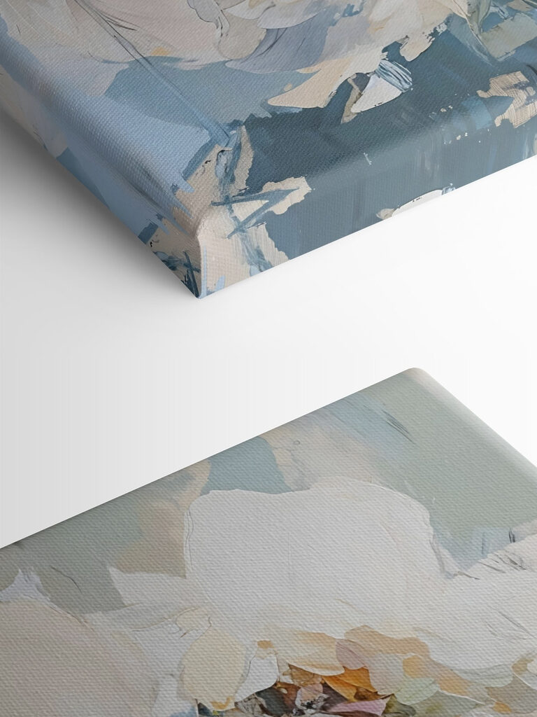 Painting of flowers on a blue background