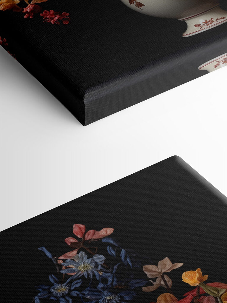 Vase of flowers on a black background