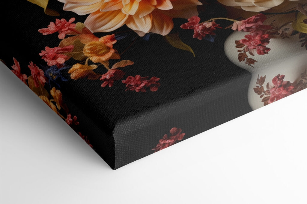 Vase of flowers on a black background