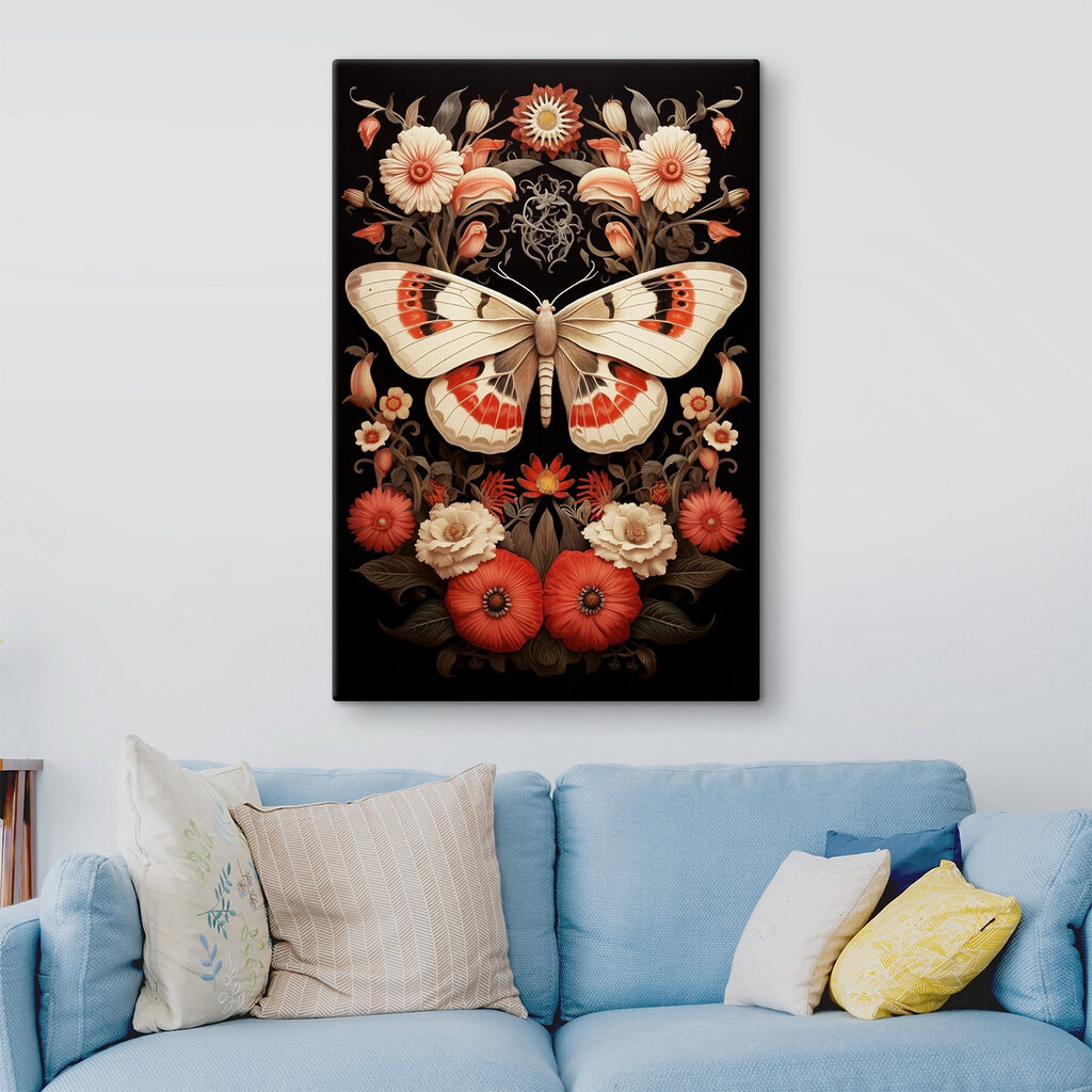 Butterfly and flowers on a black background Butterfly and flowers on a black background