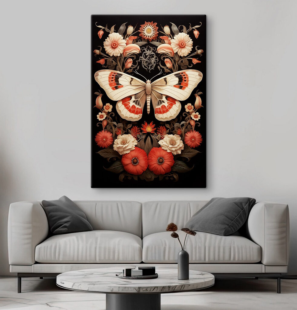 Butterfly and flowers on a black background Butterfly and flowers on a black background