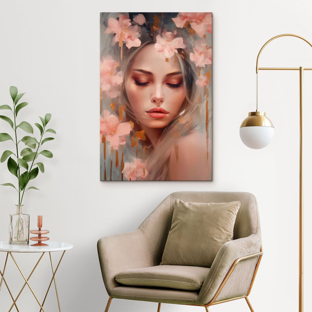 Painting of a woman with flowers in her hair