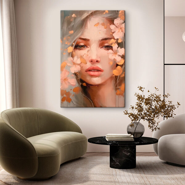 Woman with flowers around her face