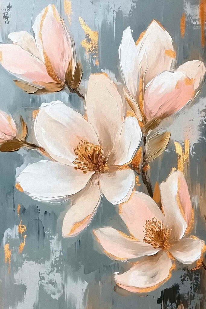 Painting of flowers on a blue background