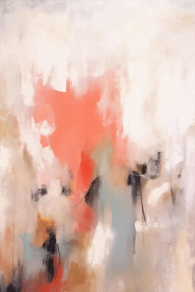 Painting of a person with a pink and grey background