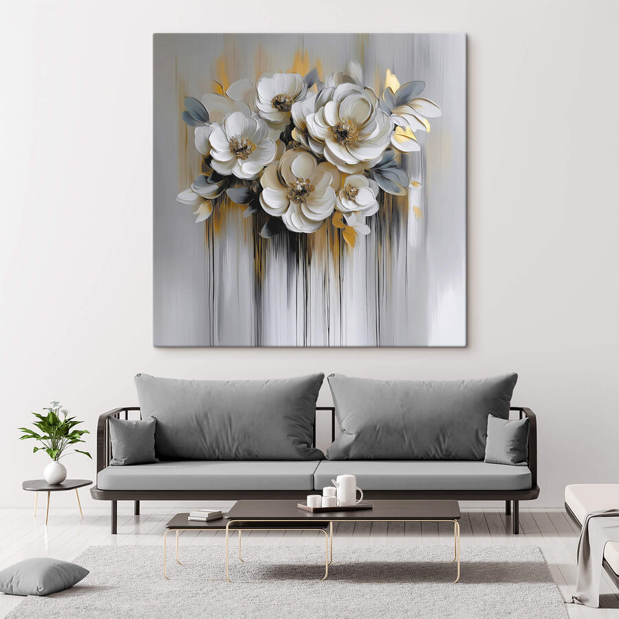 Painting of flowers on a white background Painting of flowers on a white background