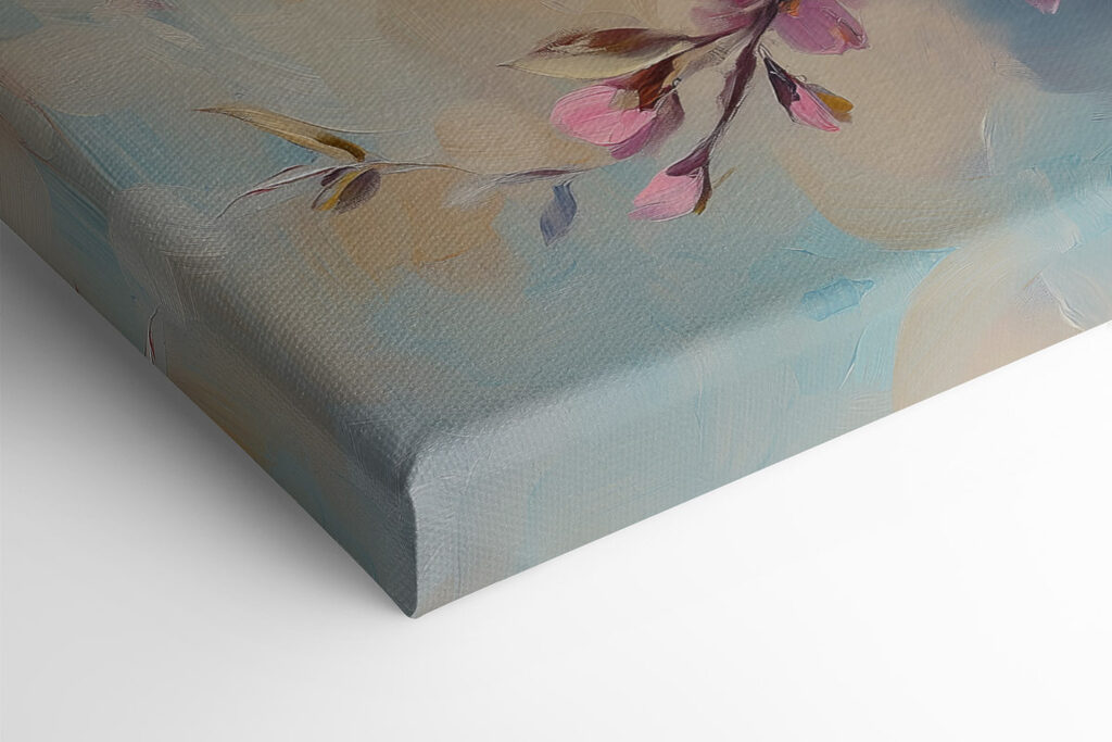 Butterfly on a branch of pink flowers