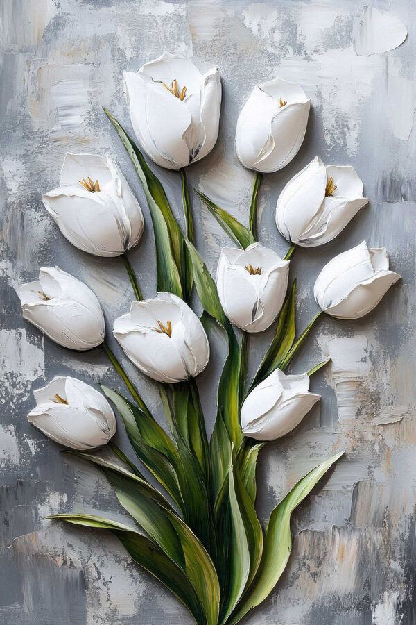 Malba bílých tulipánů Malba bílých tulipánů