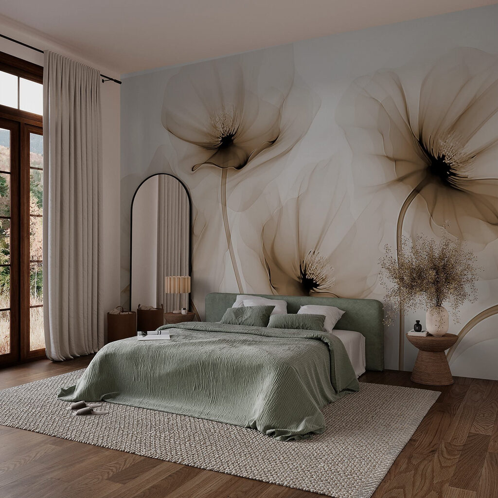 Delicate blooms softly intertwine elegantly