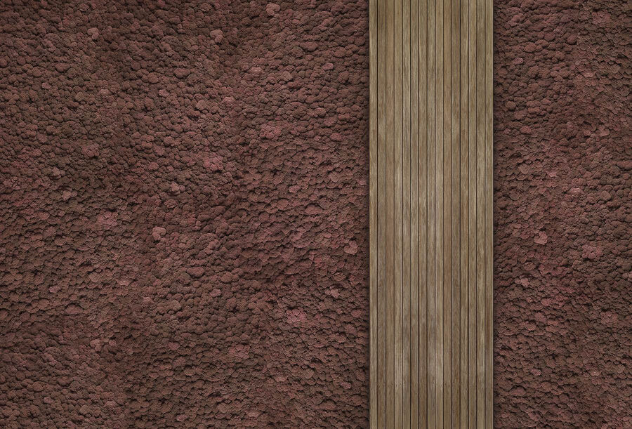 Hnědý koberec s dřevěným prknem
