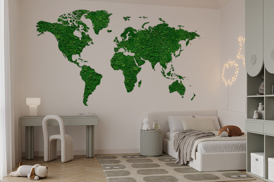 Mapa světa ze zelených rostlin