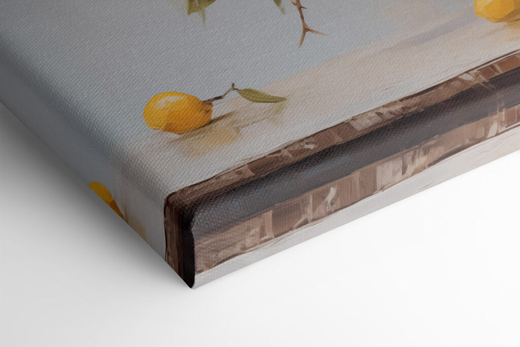 Painting of a vase with flowers and lemons Painting of a vase with flowers and lemons